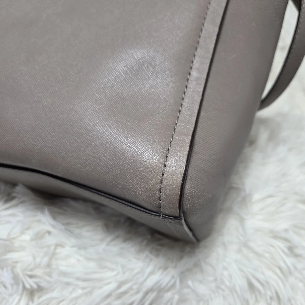 Coach Bleeker Saffiano Riley Carryall Large Crossbody Bag Taupe #30149 - Picture 9 of 16